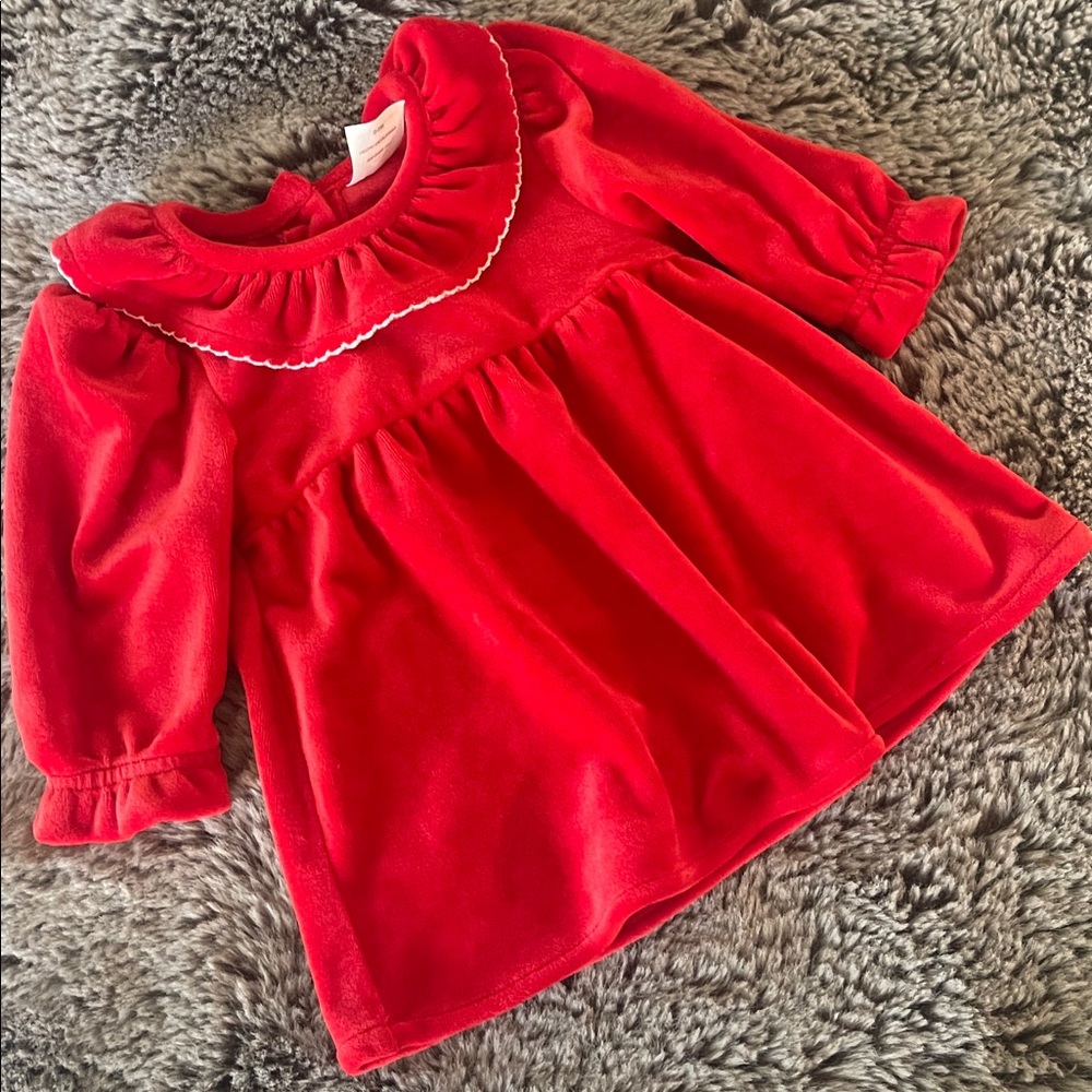 Wonder Nation Dress Christmas Holiday Party Sz 0/3M Velvet Santa